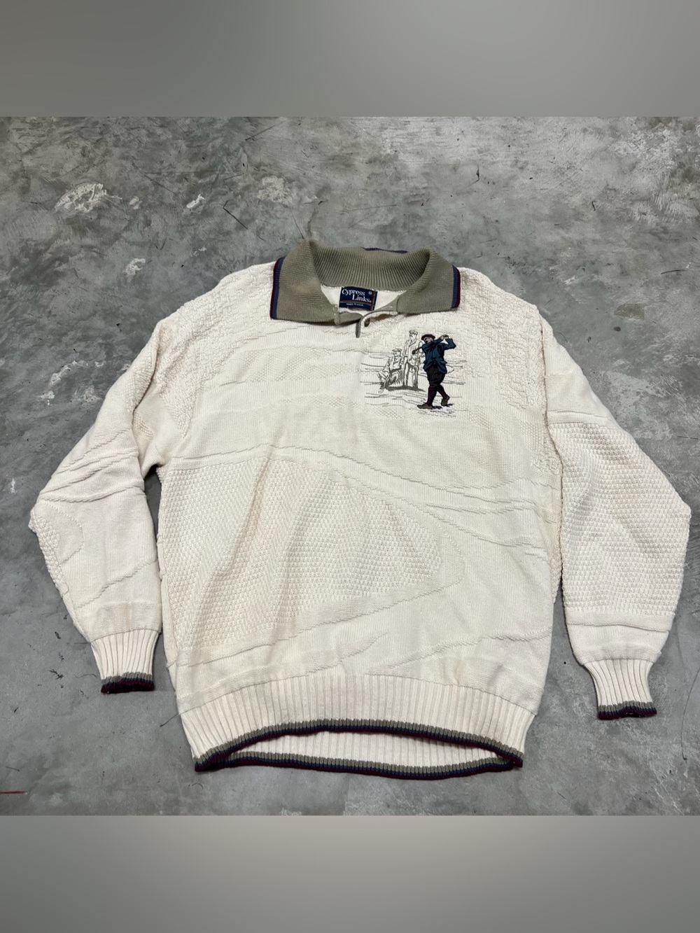 Cypress Links Men’s Vintage Golfing Button Collared Sweater Size Medium